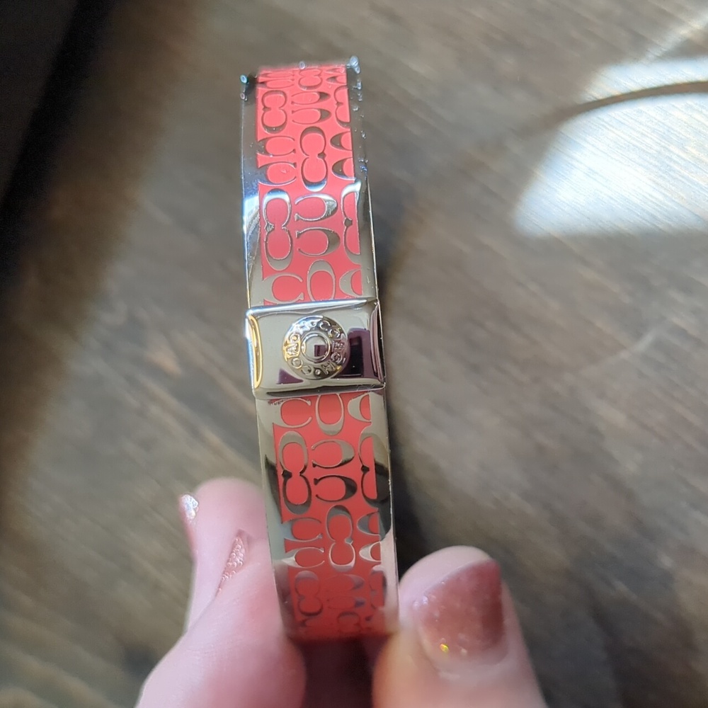 Coach Pink and Silver Capital C Bracelet